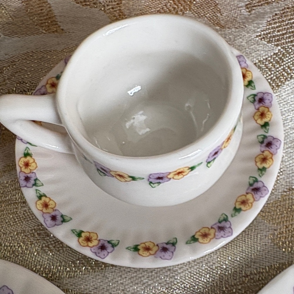Vintage Miniature Floral White Porcelain Tea Set - Picture 5 of 10